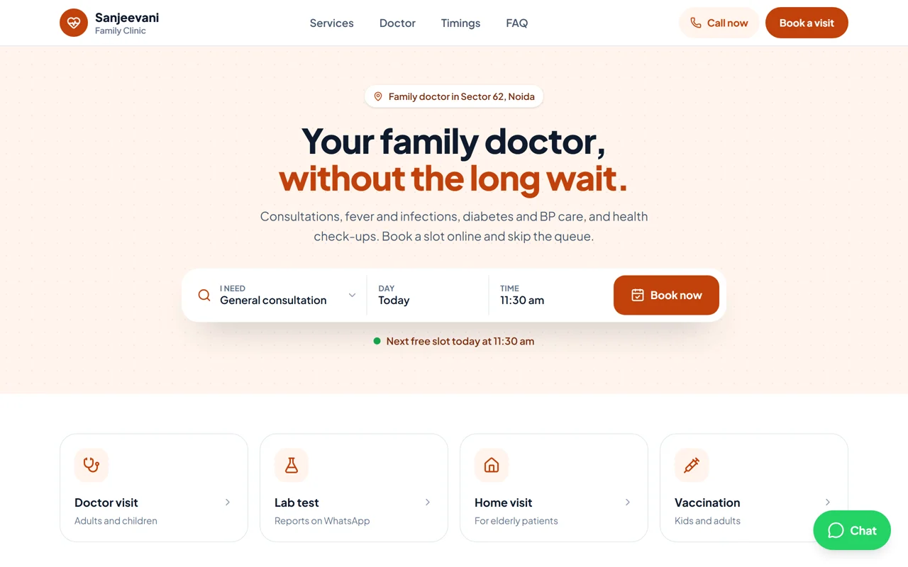 General clinic demo website on a laptop