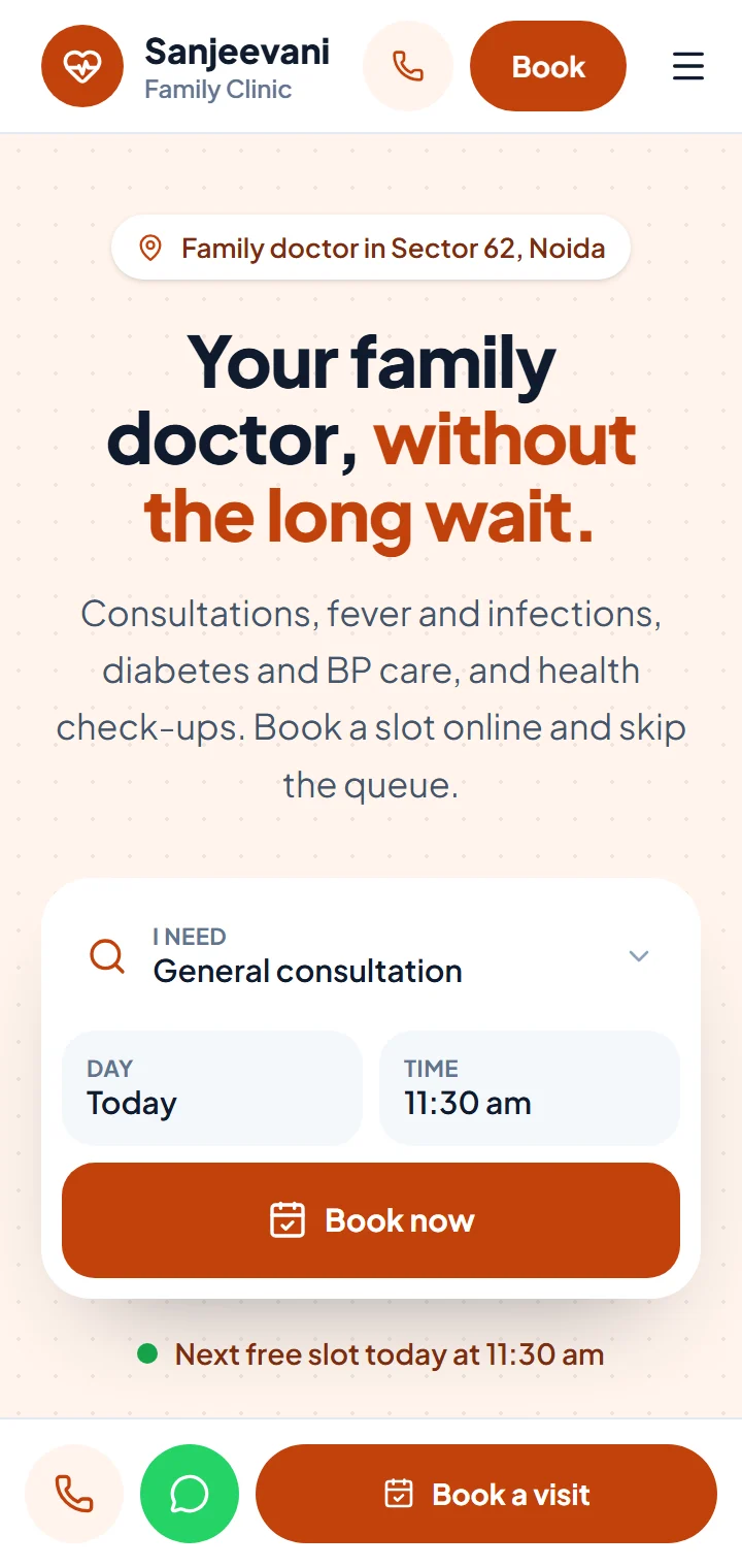 General clinic demo website on a phone